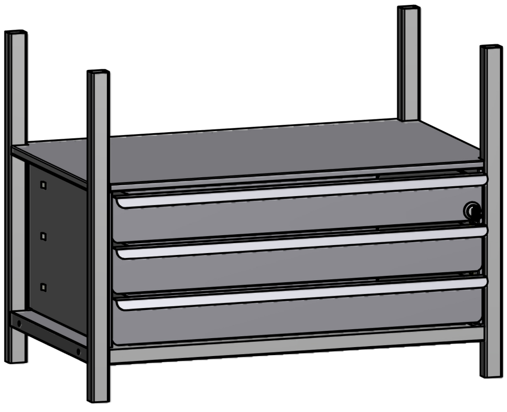 Bild von JURA-MODUL - Mittelteil - Schubladenmodul 3 fach abschließbar (VPE=1 Stück)